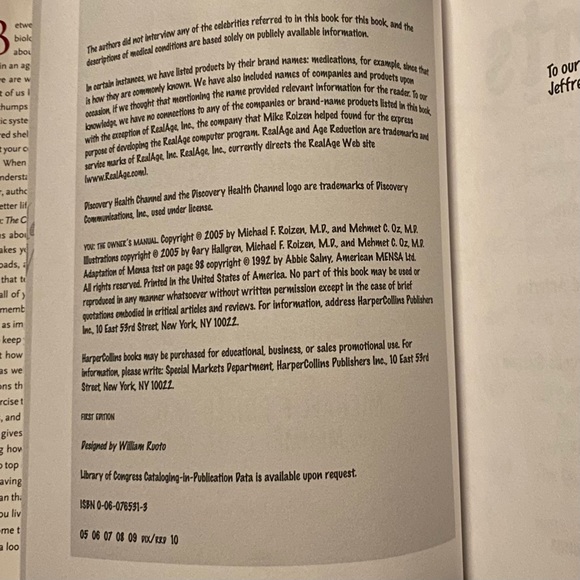 YOU: The Owner's Manual - Hardcover By Michael F. Roizen - Picture 3 of 7